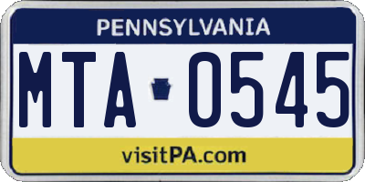 PA license plate MTA0545