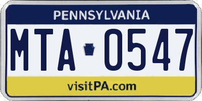 PA license plate MTA0547