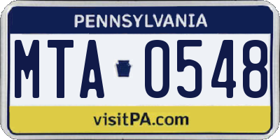 PA license plate MTA0548
