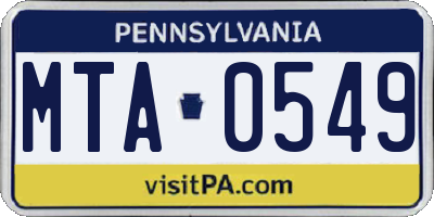 PA license plate MTA0549