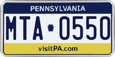 PA license plate MTA0550