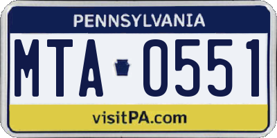 PA license plate MTA0551