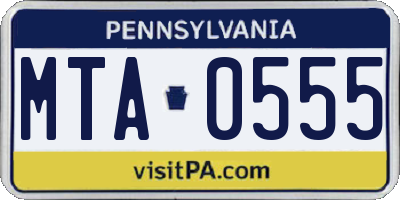 PA license plate MTA0555