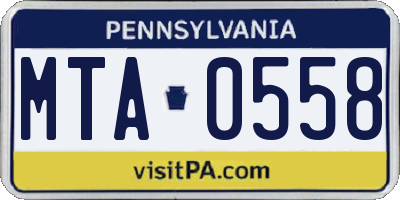 PA license plate MTA0558