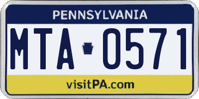 PA license plate MTA0571