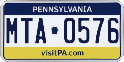 PA license plate MTA0576