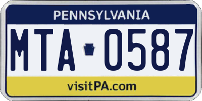 PA license plate MTA0587
