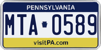 PA license plate MTA0589