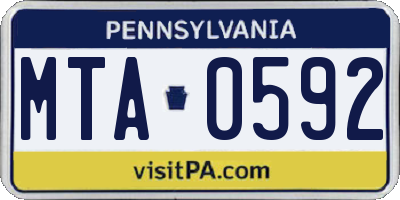 PA license plate MTA0592