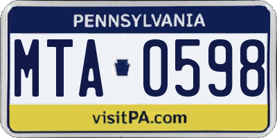 PA license plate MTA0598
