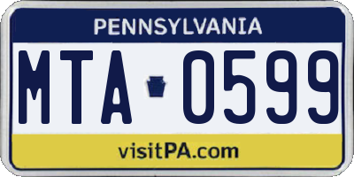 PA license plate MTA0599