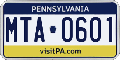 PA license plate MTA0601