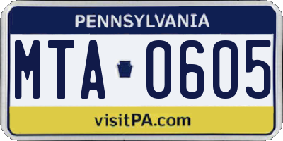 PA license plate MTA0605