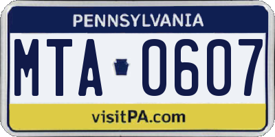 PA license plate MTA0607