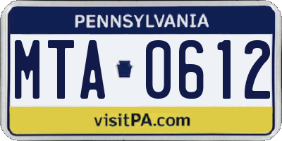 PA license plate MTA0612