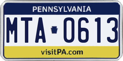 PA license plate MTA0613