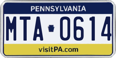 PA license plate MTA0614