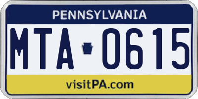 PA license plate MTA0615