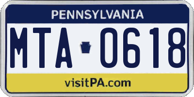 PA license plate MTA0618