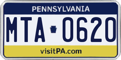 PA license plate MTA0620