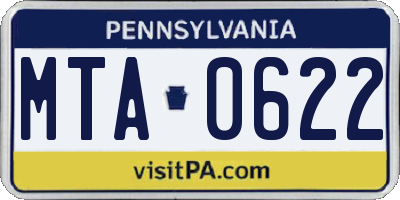 PA license plate MTA0622