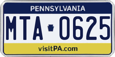 PA license plate MTA0625