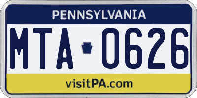 PA license plate MTA0626