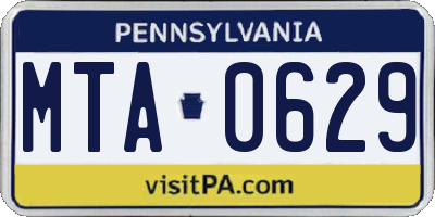 PA license plate MTA0629