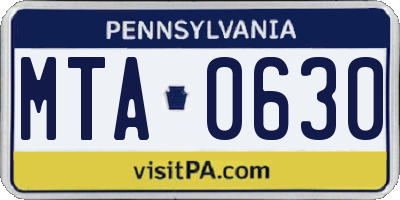 PA license plate MTA0630