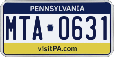 PA license plate MTA0631