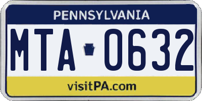 PA license plate MTA0632