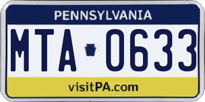 PA license plate MTA0633
