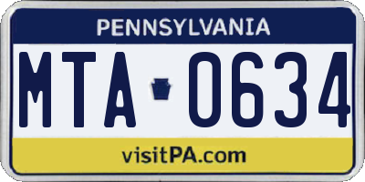 PA license plate MTA0634