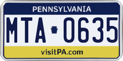 PA license plate MTA0635
