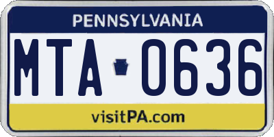 PA license plate MTA0636