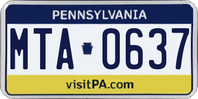 PA license plate MTA0637