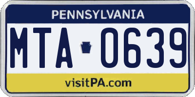 PA license plate MTA0639