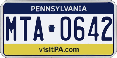 PA license plate MTA0642