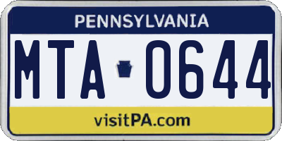 PA license plate MTA0644