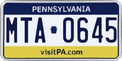 PA license plate MTA0645