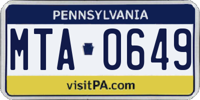 PA license plate MTA0649