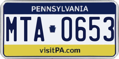 PA license plate MTA0653