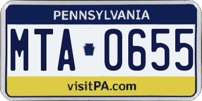 PA license plate MTA0655