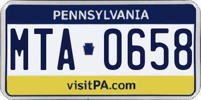 PA license plate MTA0658