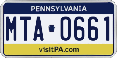 PA license plate MTA0661