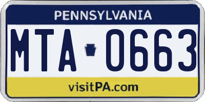 PA license plate MTA0663