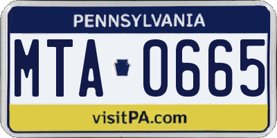 PA license plate MTA0665