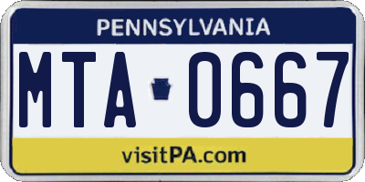 PA license plate MTA0667