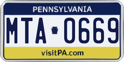 PA license plate MTA0669