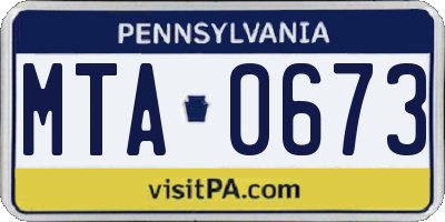 PA license plate MTA0673